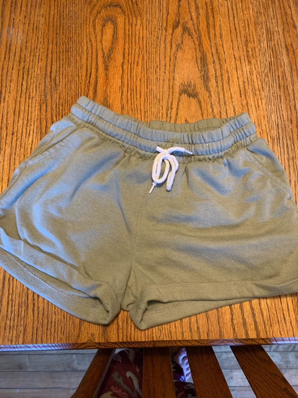 Women's Olive Drawstring Athletic Shorts